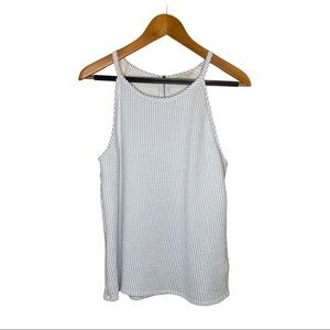 Green Envelope Los Angeles Blue and White Striped Zip Up Tank Top